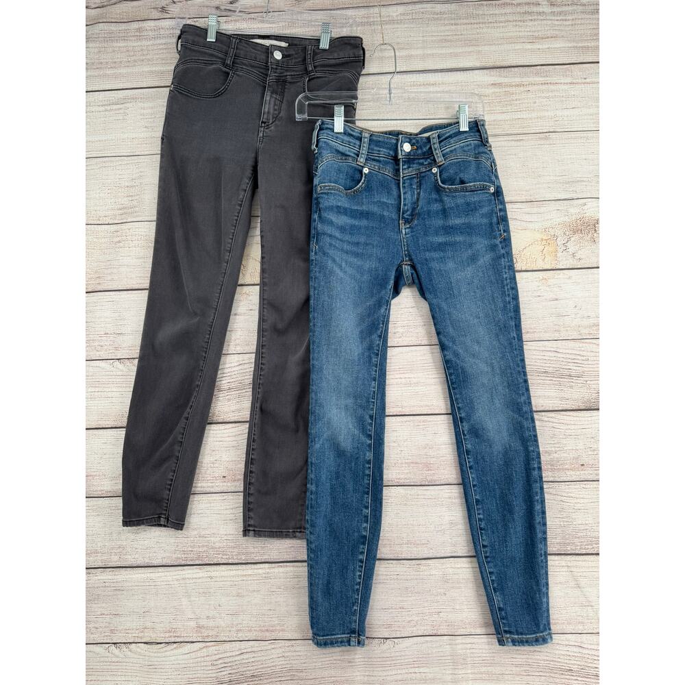Lot of 2 Pilcro Anthropologie High Rise Skinny Jeans Womens 26 Black and Blue